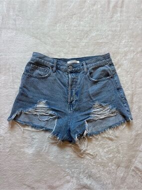 PacSun Distressed High-Rise Denim Cutoff Shorts - Light Blue